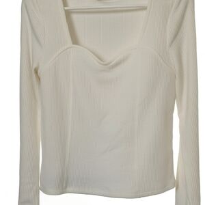 SO Cream Long Sleeve Ribbed Top
